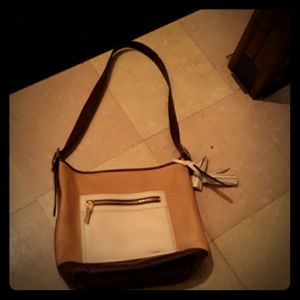 Cream and brown purse